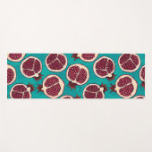 Tapis De Yoga Tranches de grenade sur turquoise (Devant (Horizontal))