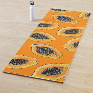 Tapis De Yoga Tranches de Papaya sur orange