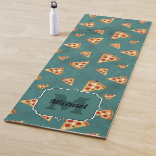 Tapis De Yoga Tranches de pizza cool vintage motif turquoise Mon