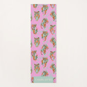 Tapis De Yoga Trendy Pink Tiger Jungle Retro Personalized Name (Devant)