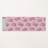 Tapis De Yoga Trendy Pink Tiger Jungle Retro Personalized Name (Devant (Horizontal))