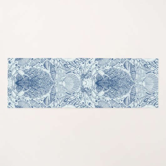 Tapis De Yoga Trésors de plage en bleu (Devant (Horizontal))