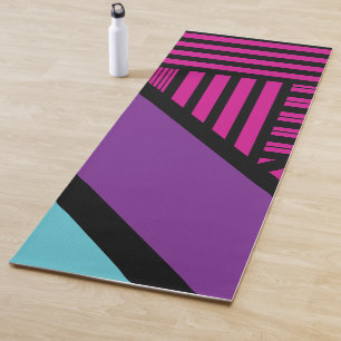 Tapis De Yoga Triangle - rose, pourpre, bleu et noir