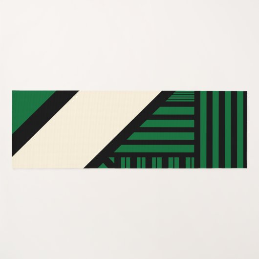 Tapis De Yoga Triangle - Vert, Crème et Noir (Devant (Horizontal))