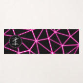 Tapis De Yoga Triangles noirs géométriques néon lignes roses Mon (Devant (Horizontal))
