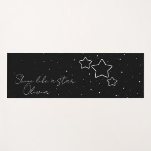 Tapis De Yoga Trio d'étoiles en noir et blanc avec message et no