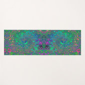 Tapis De Yoga Trippy Chartreuse et Blue Retro Liquid Swirl (Devant (Horizontal))
