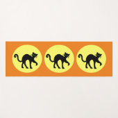 Tapis De Yoga Trois Chats Noirs Arrière Lune Jaune Orange (Devant (Horizontal))