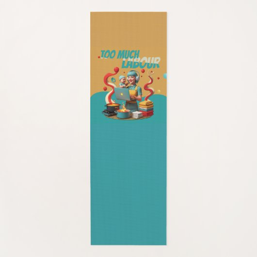 Tapis De Yoga Trop de travail - Art satirique féministe rétro (Devant)