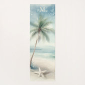 Tapis De Yoga Tropical Beach Star Palm Tree Zen Name Monogramme (Dos)