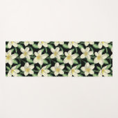 Tapis De Yoga Tropical continu motif fleurs blanches feuille ver (Devant (Horizontal))