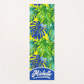 Tapis De Yoga Tropical Green Jaune Nom Jungle Feuilles (Devant)