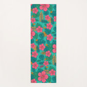 Tapis De Yoga Tropical Hibiscus and Palm Leaf Pattern (Devant)