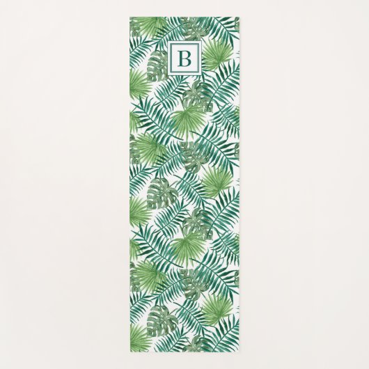 Tapis De Yoga Tropical Palm Tree Feuille Motif Monogrammé (Devant)