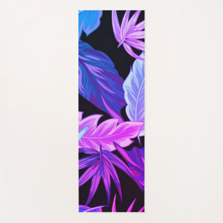 Tapis De Yoga Tropical Purple Botanical Leaves 