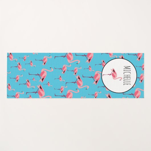 Tapis De Yoga Tropical Summer Pink Flamingo Pattern (Devant (Horizontal))