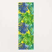 Tapis De Yoga Tropical Vert Bleu Jaune Monstera Jungle Feuilles (Devant)