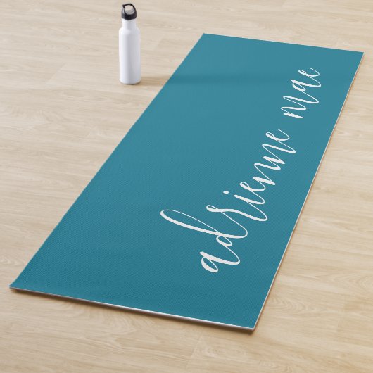 Tapis De Yoga Turquoise bleu et blanc Personnalisé réversible (En situation)