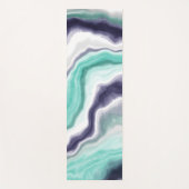 Tapis De Yoga Turquoise, bleu et Marbre blanc Fluid Art (Devant)