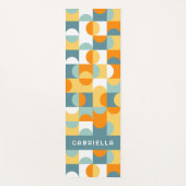 Tapis De Yoga Turquoise Bleu Vert Orange Cercles du Moyen-siècle (Devant)