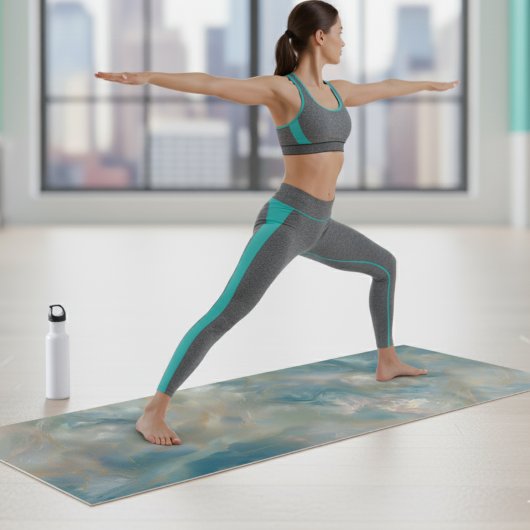 Tapis De Yoga Turquoise Marble Swirl Pattern