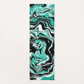 Tapis De Yoga Turquoise, noir et blanc Fluid Art (Devant)
