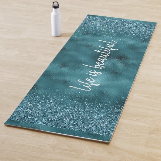 Tapis De Yoga Turquoise Parties scintillant Glitz glam glam pers (En situation)