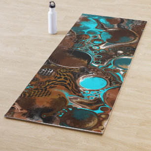 Tapis De Yoga Turquoise Safari Digital Fluid Art