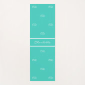 Tapis De Yoga Turquoise vert blanc monogramme initiales nom du m (Devant)