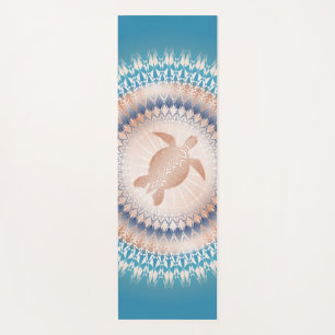 Tapis De Yoga Turtle rose Gold Turquoise Mandala