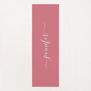 Tapis De Yoga Typographie Script Nom Personnalisé Rose Gold