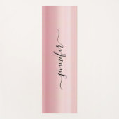 Tapis De Yoga Typography Script Name Elegant Rose Gold Fitness (Devant)