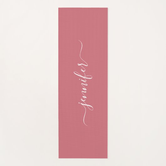 Tapis De Yoga Typography Script Personalized Name Rose Gold (Devant)
