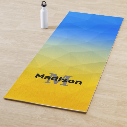 Tapis De Yoga Ukraine jaune bleu géométrie maillage motif Monogr (En situation)