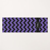 Tapis De Yoga Ultra violet violet noir Chevron motif Monogramme (Devant (Horizontal))