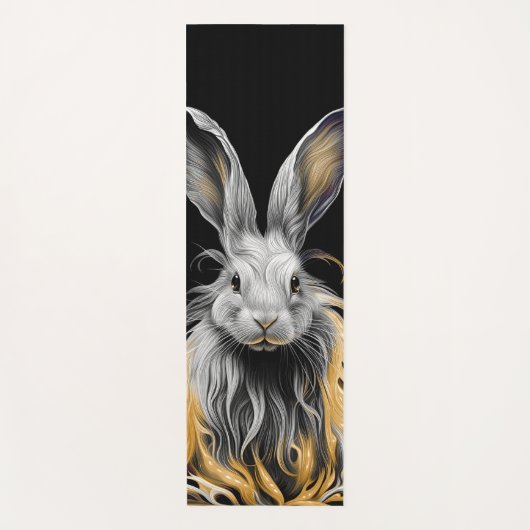 Tapis De Yoga Un lapin gris génial en feu (Devant)