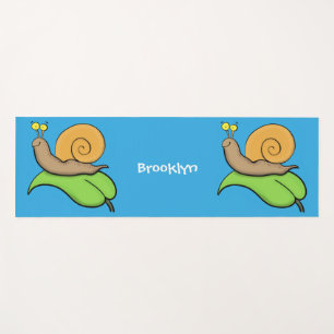 Tapis De Yoga Un mignon escargot heureux sur une illustration d'