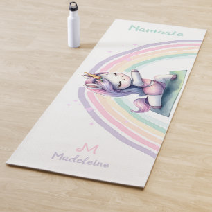 Tapis De Yoga Unicorn Namaste Yoga Pose mignonne Nom drôle Monog