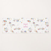 Tapis De Yoga Unicorn yoga plaisir sourire blanc whimsical monog (Devant (Horizontal))
