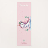 Tapis De Yoga Unicorne Namaste Yoga Cute Funny Pink Nom Monogram (Devant)
