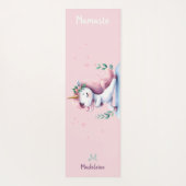 Tapis De Yoga Unicorne Namaste Yoga Cute Funny Pink Nom Monogram (Dos)