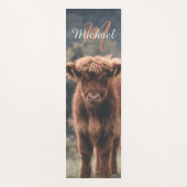 Tapis De Yoga Vache de Highland calvaire herbe d'automne monogra (Devant)