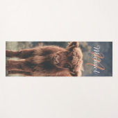 Tapis De Yoga Vache de Highland calvaire herbe d'automne monogra (Devant (Horizontal))