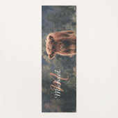 Tapis De Yoga Vache de Highland calvaire herbe d'automne monogra (Devant)