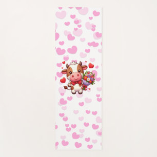 Tapis De Yoga Vache mignonne de la Saint-Valentin
