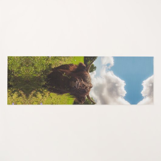 Tapis De Yoga Vache noire pâturage vert champ soleil (Devant (Horizontal))