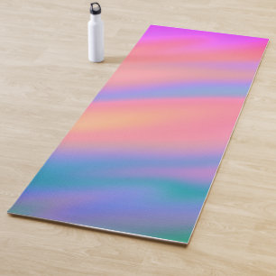 Tapis De Yoga Vagues abstraites roses bleues vertes tendance uni