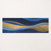 Tapis De Yoga Vagues bleues et or (Dos (Horizontal))