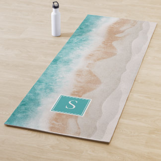Tapis De Yoga Vagues de plage paisible personnalisées Nom du mon
