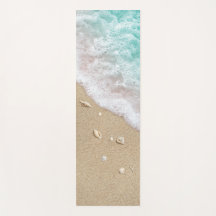 Vagues de plage Turquoise réversible Yoga Mat